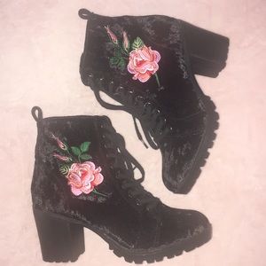 Velvet combat booties
